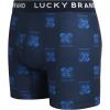 Lucky Brand Mens Boxer Briefs – 4 Pack Sport Soft Boxers for Men with No Fly Pouch – Performance Mens Underwear Boxer Briefs(Dark Grey/Medium Grey/Mood Indigo Print/Blue)