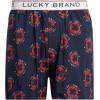 Lucky Brand Mens Boxer Shorts – 3 Pack Knit Cotton Boxers for Men with Functional Fly – Lightweight Mens Underwear Boxers(Blue/Navy Print/Red)