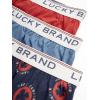 Lucky Brand Mens Boxer Shorts – 3 Pack Knit Cotton Boxers for Men with Functional Fly – Lightweight Mens Underwear Boxers(Blue/Navy Print/Red)