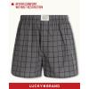 Lucky Brand Mens Boxer Shorts – 3 Pack Woven Cotton Boxers for Men with Functional Fly – Lightweight Mens Underwear Boxers(December Sky Plaid/Jet Black/Jet Black Print)