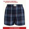 Lucky Brand Mens Boxer Shorts – 3 Pack Woven Cotton Boxers for Men with Functional Fly – Lightweight Mens Underwear Boxers(Mood Indigo Plaid/Mineral Red/Coronet Blue Print)