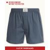 Lucky Brand Mens Boxer Shorts – 3 Pack Woven Cotton Boxers for Men with Functional Fly – Lightweight Mens Underwear Boxers(Total Eclipse Plaid/Medium Grey/Total Eclipse Print)