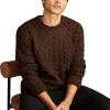 Lucky Brand Men’s Cable Crew Neck Sweater(Chocolate Torte)