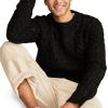 Lucky Brand Men’s Cable Crew Neck Sweater(Dark Black)