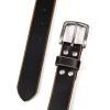 Lucky Brand Men’s Casual and Dress Leather Belts with Metal Buckle(Raw Edge – Black)