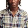 Lucky Brand Men’s Indigo Plaid Western Long Sleeve Shirt(Multi)