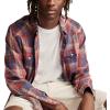 Lucky Brand Men’s Indigo Plaid Western Long Sleeve Shirt(Red Multi)