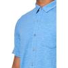 Lucky Brand Men’s Linen Short Sleeve Button Up Shirt(Blue Jasper)