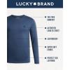 Lucky Brand Mens Long Sleeve Tee Shirts – 2 Pack Soft Crewneck Cotton Tees for Men – Lightweight Mens Shirts for Layering(White/Heather Grey)