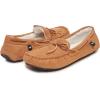 Lucky Brand Mens Micro-Suede Moccasin Slippers with Faux Sherpa Lining(Tan)