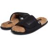 Lucky Brand Mens Microsuede Memory Foam Open Toe Slippers, Cool Adjustable Strap Indoor Outdoor House Sliders for Men(Black)