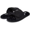 Lucky Brand Mens Microsuede Memory Foam Open Toe Slippers, Cool Adjustable Strap Indoor Outdoor House Sliders for Men(Black/Black)
