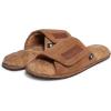 Lucky Brand Mens Microsuede Memory Foam Open Toe Slippers, Cool Adjustable Strap Indoor Outdoor House Sliders for Men(Tan)
