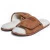 Lucky Brand Mens Microsuede Memory Foam Open Toe Slippers, Cool Adjustable Strap Indoor Outdoor House Sliders for Men(Tan/White)