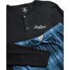 Lucky Brand Men’s Pajama Set – 2 Piece Long Sleeve Crewneck Mens Shirts and Flannel Lounge Pants – Cozy Pajama Pants Set S-XL(Charcoal Greyvintage Indigo Plaid)