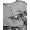 Lucky Brand Men’s Pajama Set – 2 Piece Long Sleeve Crewneck Mens Shirts and Flannel Lounge Pants – Cozy Pajama Pants Set S-XL(Grey Heathersmoked Pearl Plaid)