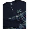 Lucky Brand Men’s Pajama Set – 2 Piece Long Sleeve Crewneck Mens Shirts and Flannel Lounge Pants – Cozy Pajama Pants Set S-XL(Mood Indigomood Indigo Plaid)