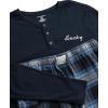 Lucky Brand Men’s Pajama Set – 2 Piece Long Sleeve Crewneck Mens Shirts and Flannel Lounge Pants – Cozy Pajama Pants Set S-XL(Total Eclipsemood Indigo Plaid)