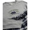 Lucky Brand Men’s Pajama Set – 2 Piece Long Sleeve Waffle Knit Top and Flannel Fleece Thermal Pants – Cozy Men’s Base Layers(Grey Heather/Plaid)