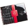 Lucky Brand Men’s Pajama Set – 2 Piece Long Sleeve Waffle Knit Top and Flannel Fleece Thermal Pants – Cozy Men’s Base Layers(Jet Black/Medium Grey Plaid)