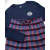 Lucky Brand Men’s Pajama Set – 2 Piece Long Sleeve Waffle Knit Top and Flannel Fleece Thermal Pants – Cozy Men’s Base Layers(Mood Indigo Heather/Mood Indigo Plaid)