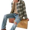 Lucky Brand Men’s Plaid Faux Shearling Lined Trucker Jacket(Grey Plaid)