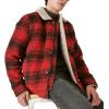 Lucky Brand Men’s Plaid Faux Shearling Lined Trucker Jacket(Red Plaid)