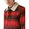 Lucky Brand Men’s Plaid Faux Shearling Lined Trucker Jacket(Red Plaid)