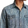 Lucky Brand Men’s Printed Indigo Western Shirt(Indigo Print)