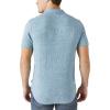 Lucky Brand Men’s Short Sleeve Linen Button Up Shirt(Aegean Blue)