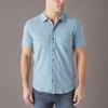 Lucky Brand Men’s Short Sleeve Linen Button Up Shirt(Aegean Blue)