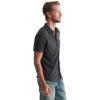 Lucky Brand Men’s Short Sleeve Linen Button Up Shirt(Black/Black)