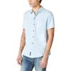 Lucky Brand Men’s Short Sleeve Linen Button Up Shirt(Blue Bell/Blue)