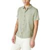 Lucky Brand Men’s Short Sleeve Linen Button Up Shirt(Four Leaf Clover)