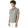 Lucky Brand Men’s Short Sleeve Linen Button Up Shirt(Heather Grey/Grey)