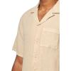 Lucky Brand Men’s Short Sleeve Linen Camp Collar Shirt(Aluminum)