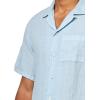 Lucky Brand Men’s Short Sleeve Linen Camp Collar Shirt(Celestial Blue)