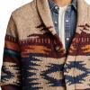 Lucky Brand Mens Southwest Shawl Cardigan(Natural Multi Print)