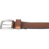 Lucky Brand Men’s Stitched Leather Belt | Classic | Casual | Dress | Everyday | Western | Genuine Leather | Metal Buckle(Double Stitch – Tan)