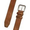 Lucky Brand Men’s Stitched Leather Belt | Classic | Casual | Dress | Everyday | Western | Genuine Leather | Metal Buckle(Triple Needle Stitch – Tan)