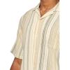 Lucky Brand Men’s Striped Short Sleeve Camp Collar Shirt(Cream Multi)