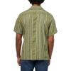 Lucky Brand Men’s Striped Short Sleeve Camp Collar Shirt(Olive Multi)