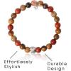 Lucky Brand Red Jasper Mens Bracelet, Stretch Beaded Bracelet for Men with CloverLogo and Jasper Beads