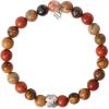 Lucky Brand Red Jasper Mens Bracelet, Stretch Beaded Bracelet for Men with CloverLogo and Jasper Beads