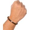 Lucky Brand Tiger Eye Bracelet for Men, Silver Flash-Plated Brass and Tiger’s Eye Bead Bracelet, Stretch Beaded Bracelet