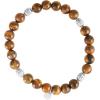Lucky Brand Tiger Eye Bracelet for Men, Silver Flash-Plated Brass and Tiger’s Eye Bead Bracelet, Stretch Beaded Bracelet