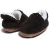 Lucky Brand Toddler Boys Non Slip Sherpa A-Line Home Slippers, Kids Rubber Sole Indoor House Shoes Bedroom Slipper, Size 5-10(Black)
