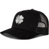 Lucky Brand Trucker Hat | Snapback | Adjustable | Mesh Back | Retro | Baseball Cap | Golf | Fishing | American Heritage(3d Embroidered Clover – Black)