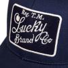 Lucky Brand Trucker Hat | Snapback | Adjustable | Mesh Back | Retro | Baseball Cap | Golf | Fishing | American Heritage(Embroidered Patch – Navy)