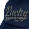 Lucky Brand Trucker Hat | Snapback | Adjustable | Mesh Back | Retro | Baseball Cap | Golf | Fishing | American Heritage(Lucky Print – Navy)